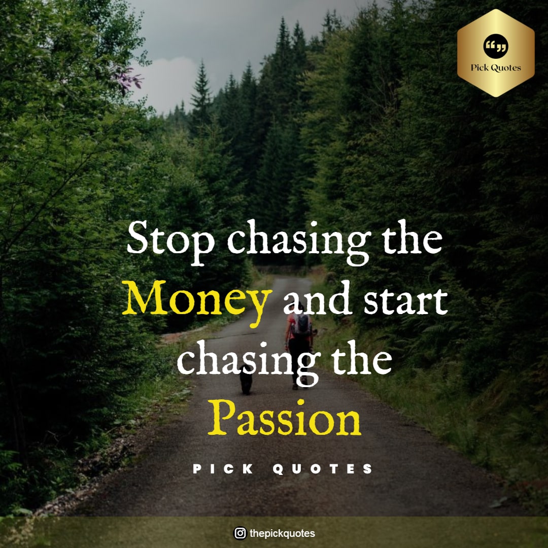 Stop chasing the money and start chasing the passion-thepickquotes.com